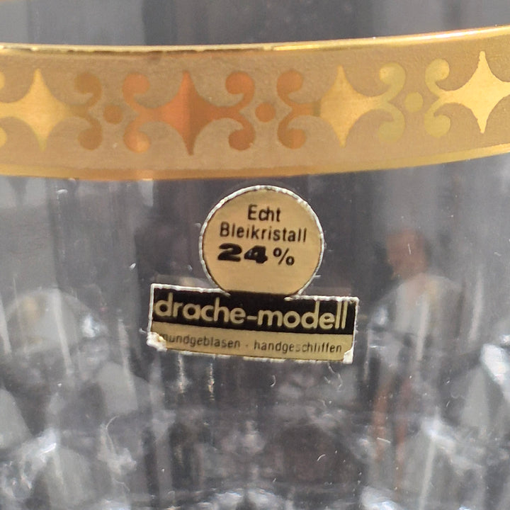 Retro whiskyglas i bly-kristall med guldkant