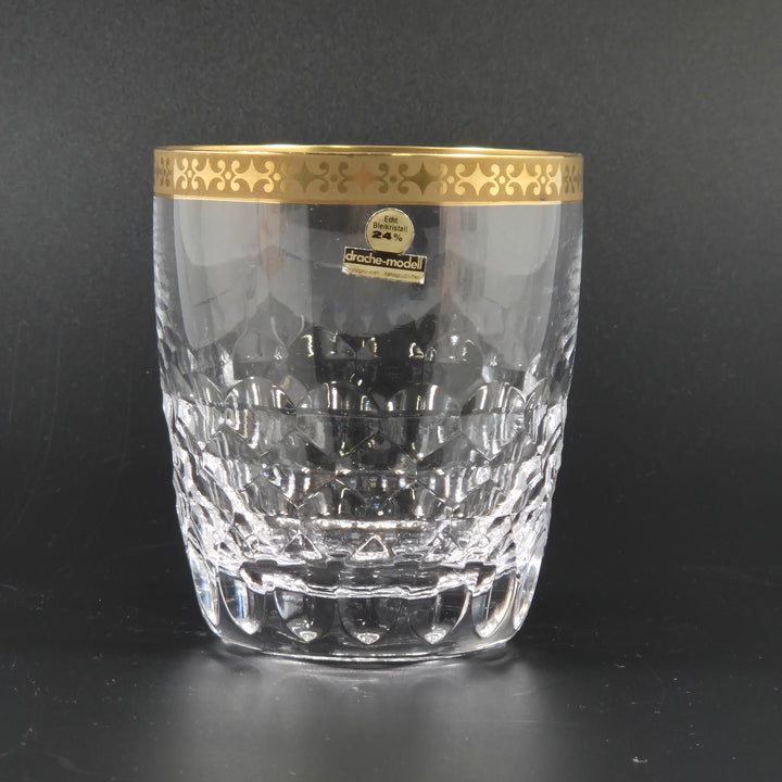 Retro whiskyglas i bly-kristall med guldkant