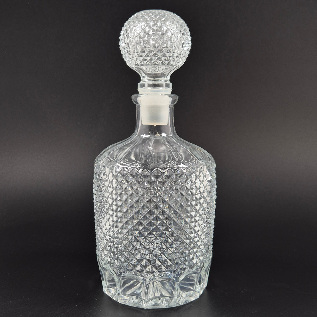 Retro kristallmönstrad whisky karaff i tjockt glas