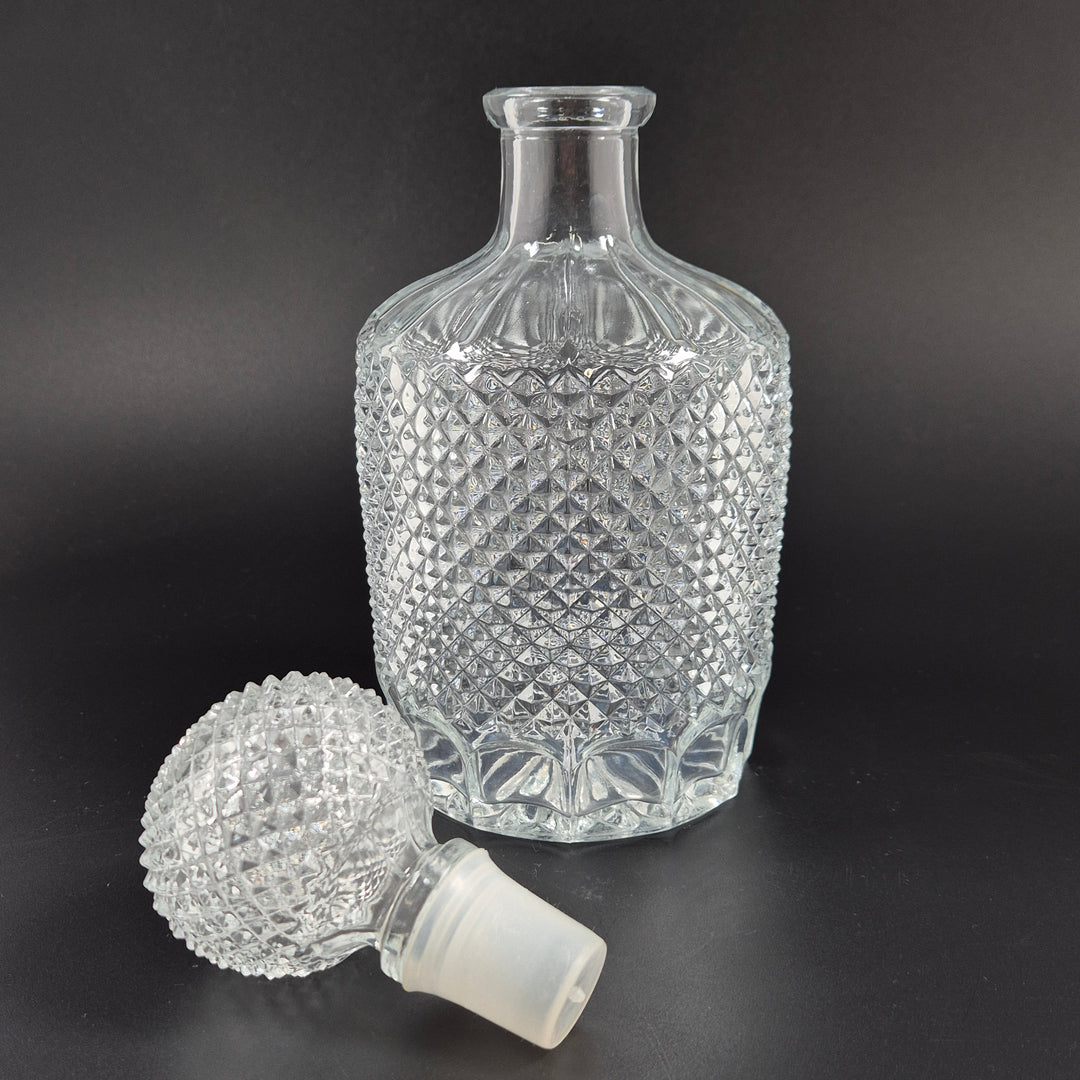 Retro kristallmönstrad whisky karaff i tjockt glas