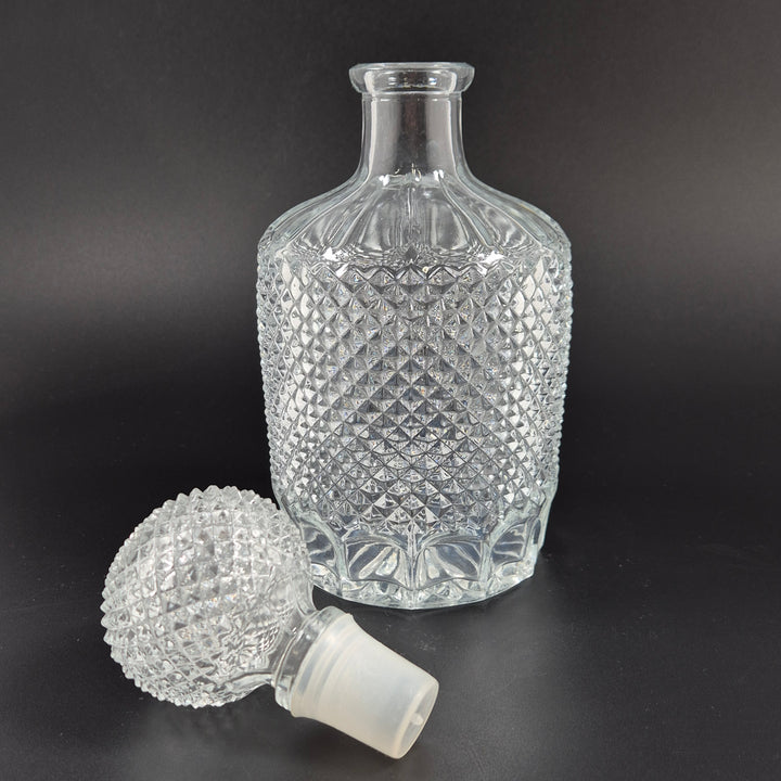 Retro kristallmönstrad whisky karaff i tjockt glas