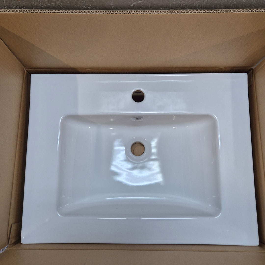 Elegant vitt porslinstvättställ Arial 61 cm