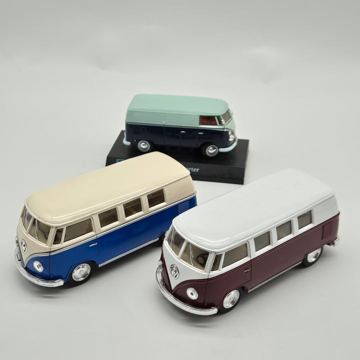 VW Transporter Modellbil – Klassisk Volkswagen Buss (Set med 3)