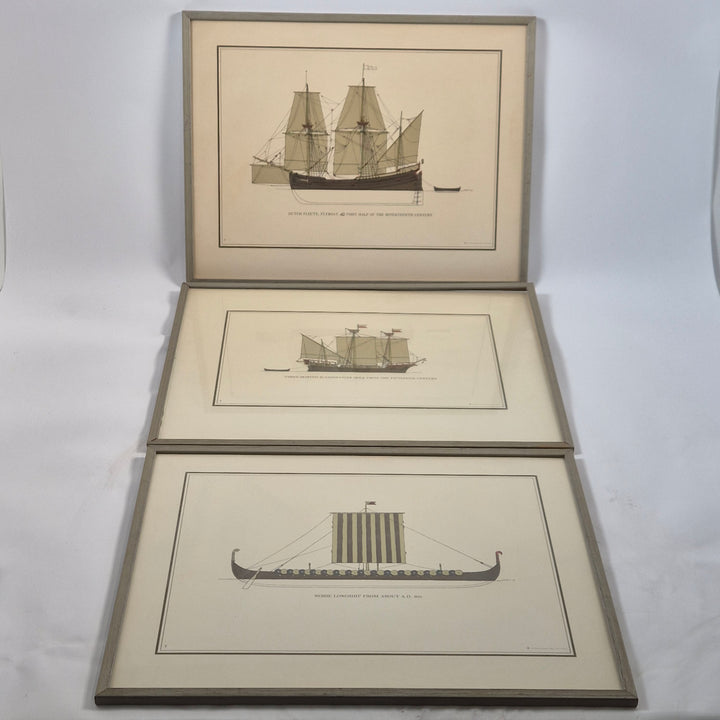 Retro maritima väggtavlor med historiska skepp