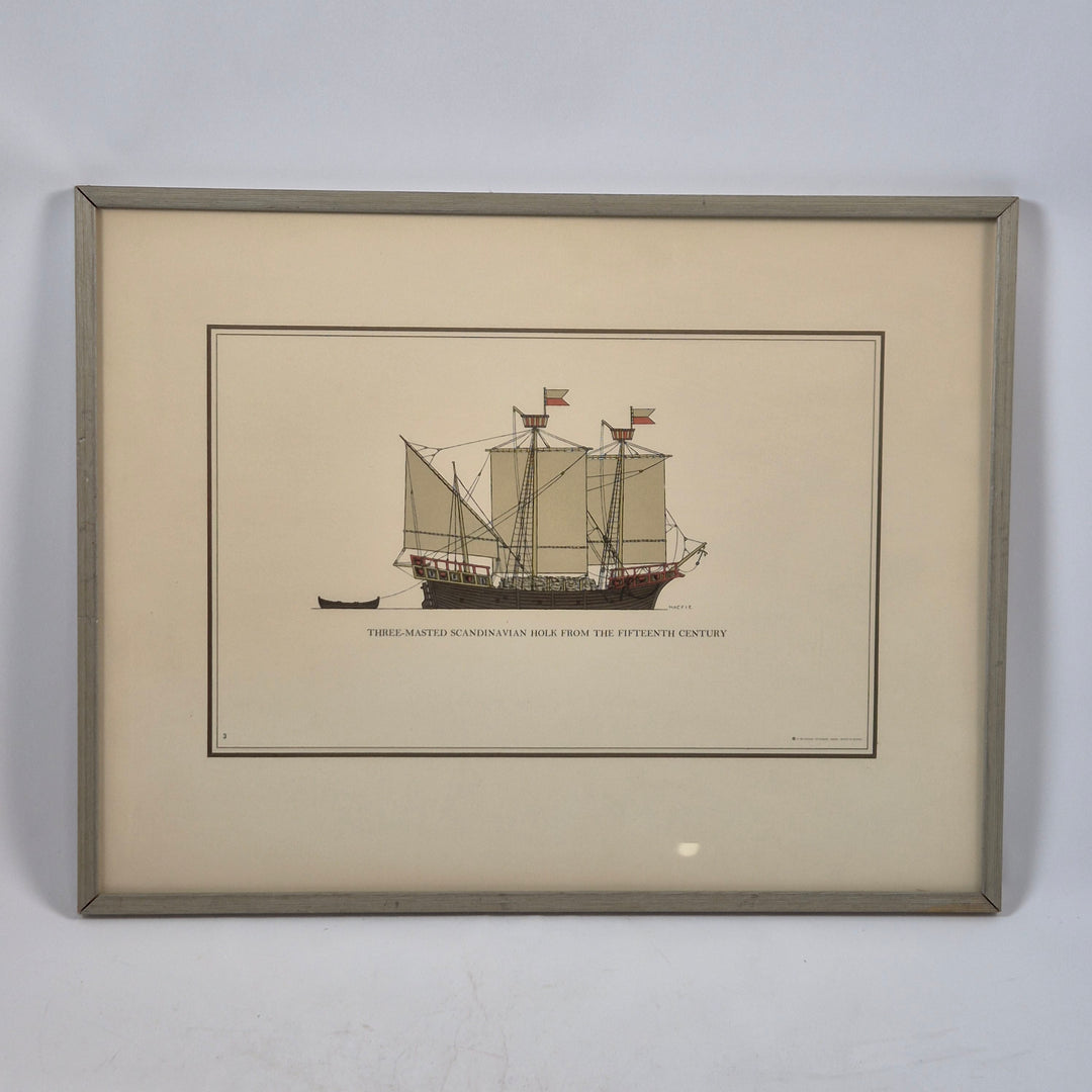 Retro maritima väggtavlor med historiska skepp