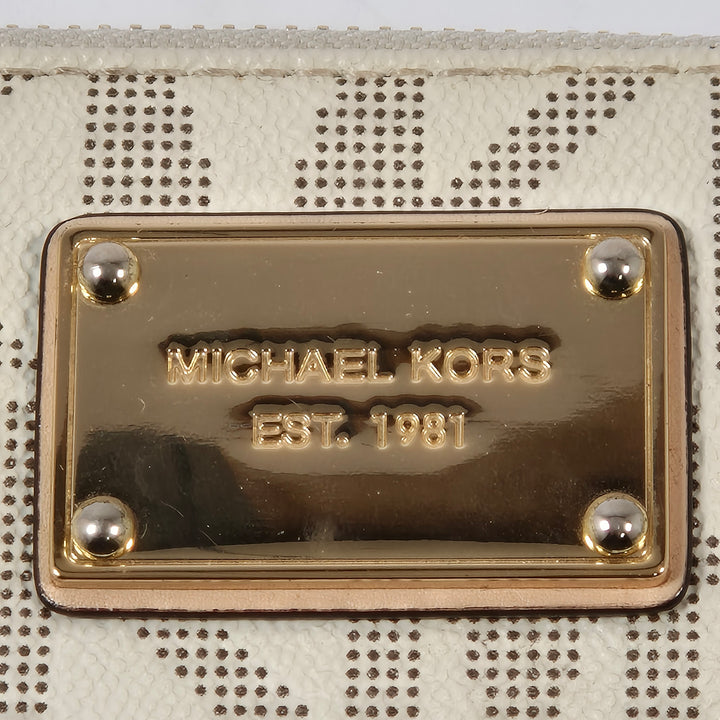 Beige Michael Kors plånbok med dragkedja