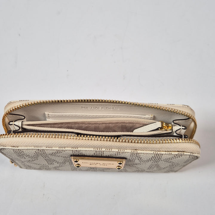 Beige Michael Kors plånbok med dragkedja