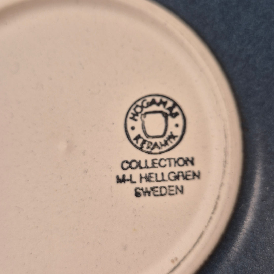 Blå retro mattallrikar Höganäs Keramik stengods