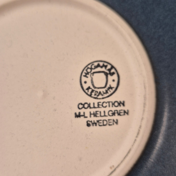 Blå retro mattallrikar Höganäs Keramik stengods