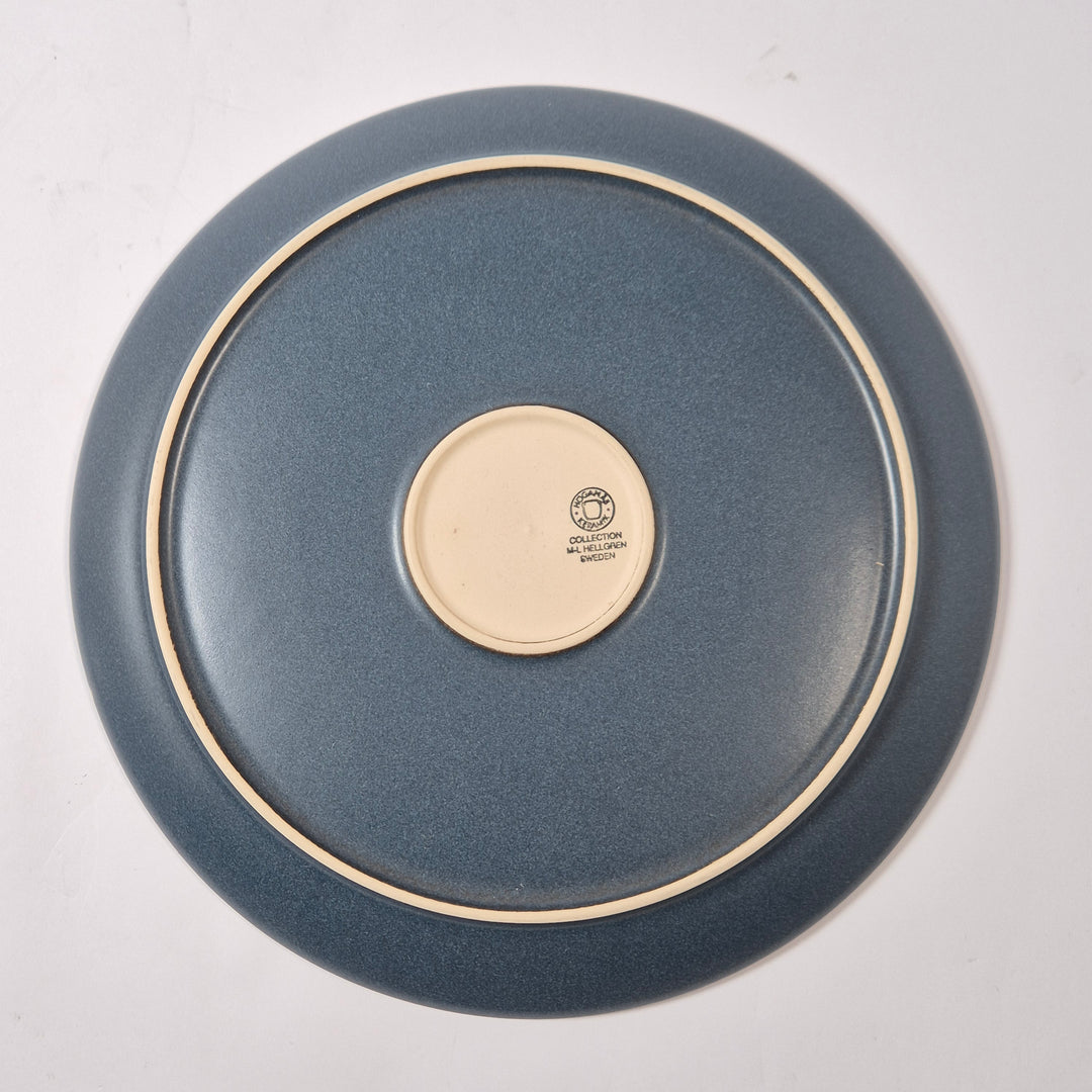 Blå retro mattallrikar Höganäs Keramik stengods