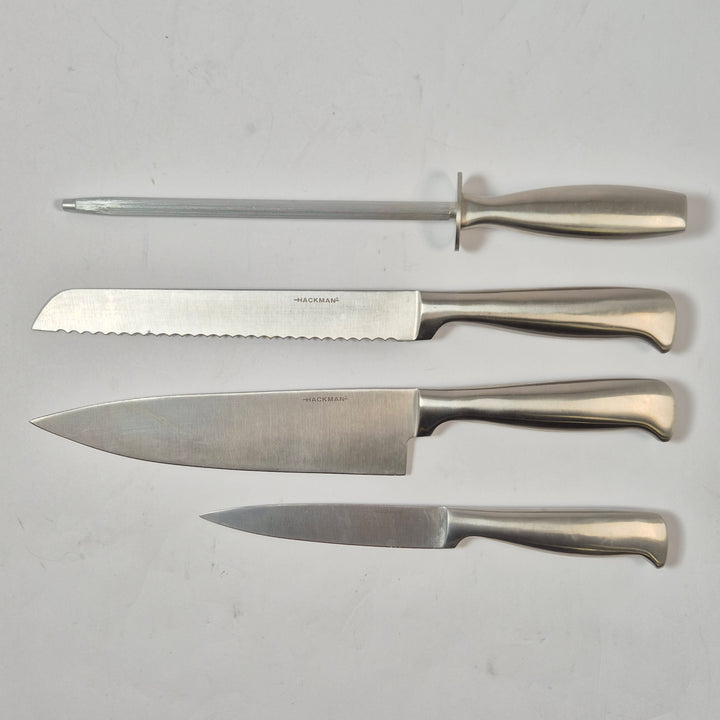 Hackman knivset i rostfritt stål med brynstål