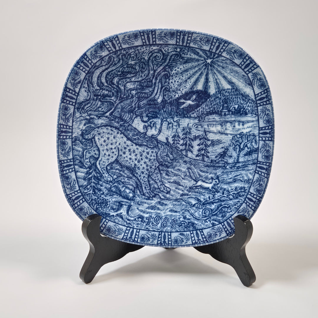 Rörstrand retro julfat 1984 blåvitt porslin