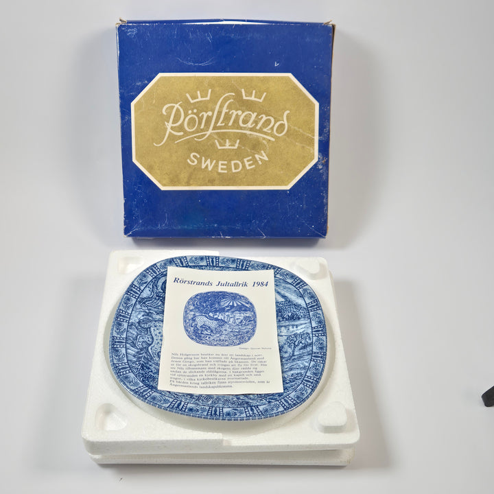 Rörstrand retro julfat 1984 blåvitt porslin
