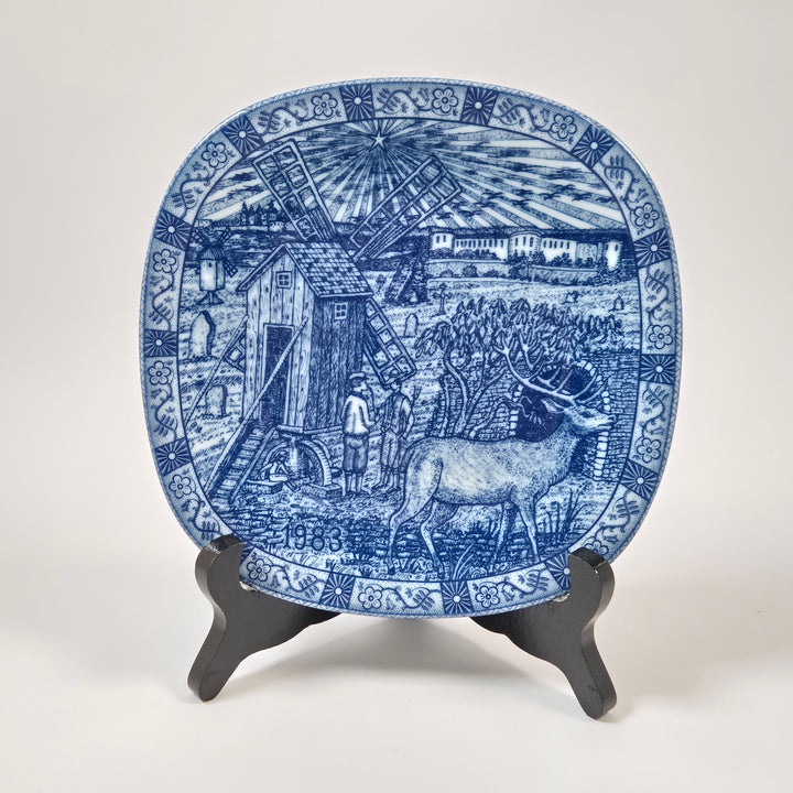 Rörstrand samlartallrik Julen 1983 blåvit retro