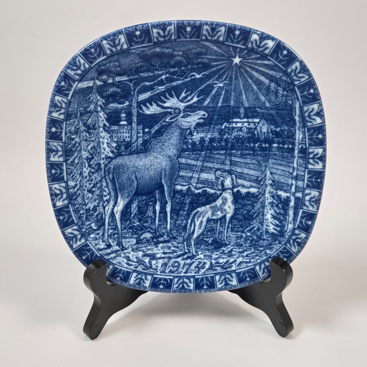 Rörstrand samlartallrik Julen 1974 blåvit retro