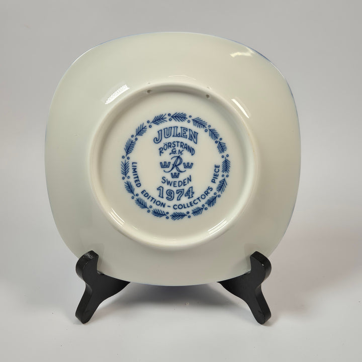 Rörstrand samlartallrik Julen 1974 blåvit retro