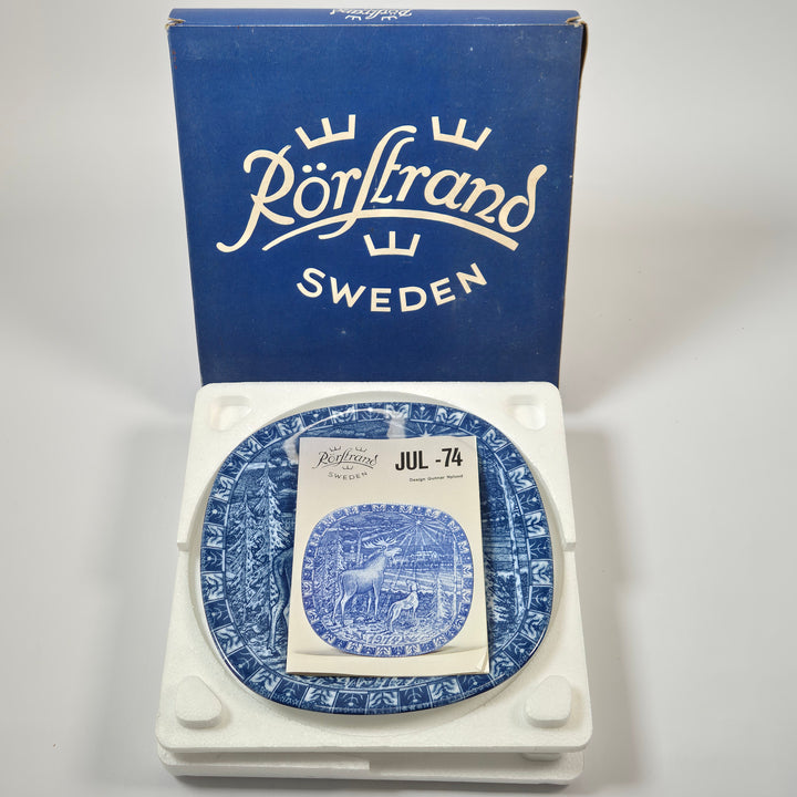Rörstrand samlartallrik Julen 1974 blåvit retro