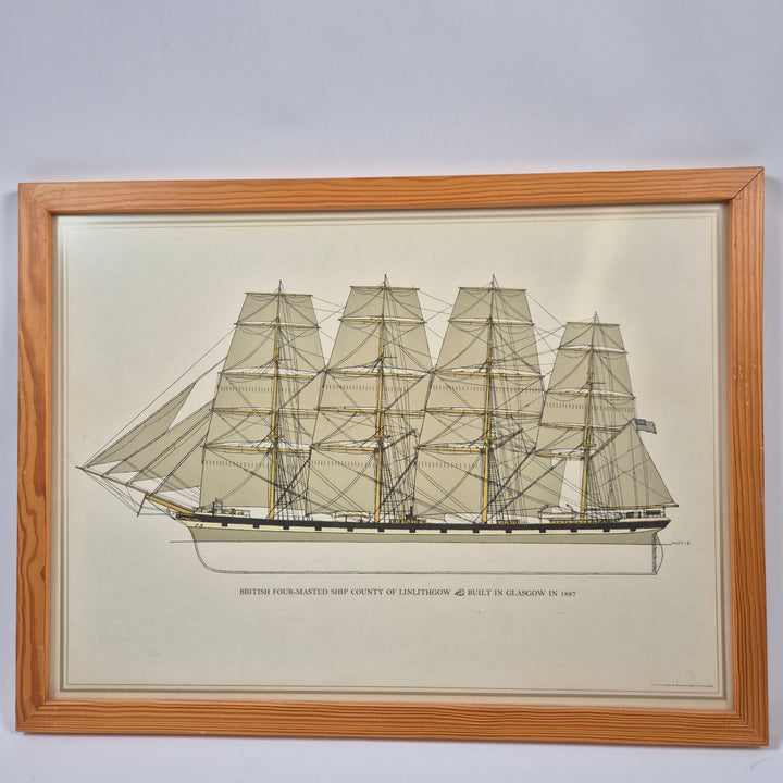 Vintage marina segelfartyg planscher i träram