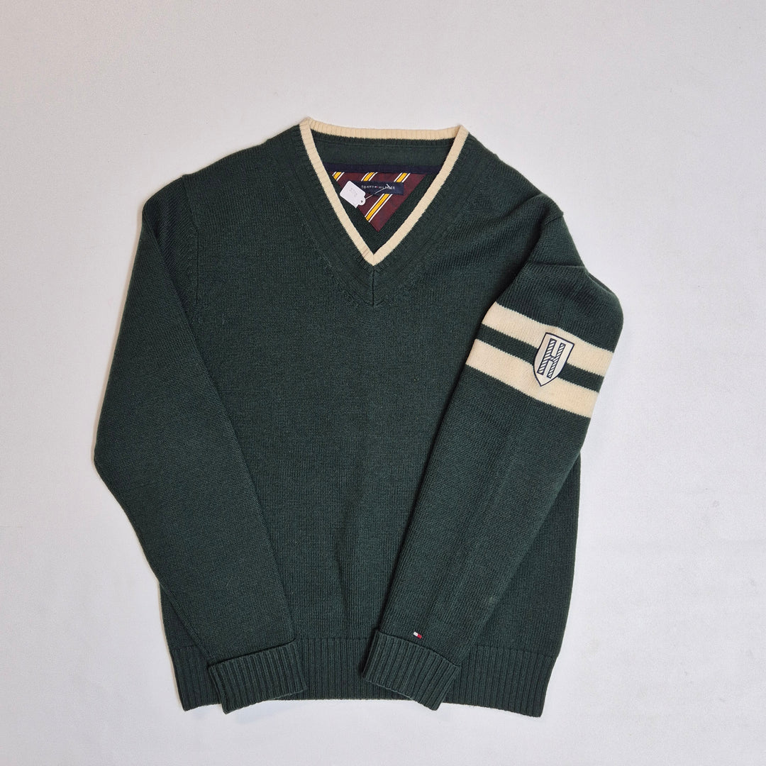 Tommy Hilfiger mörkgrön stickad tröja XXL
