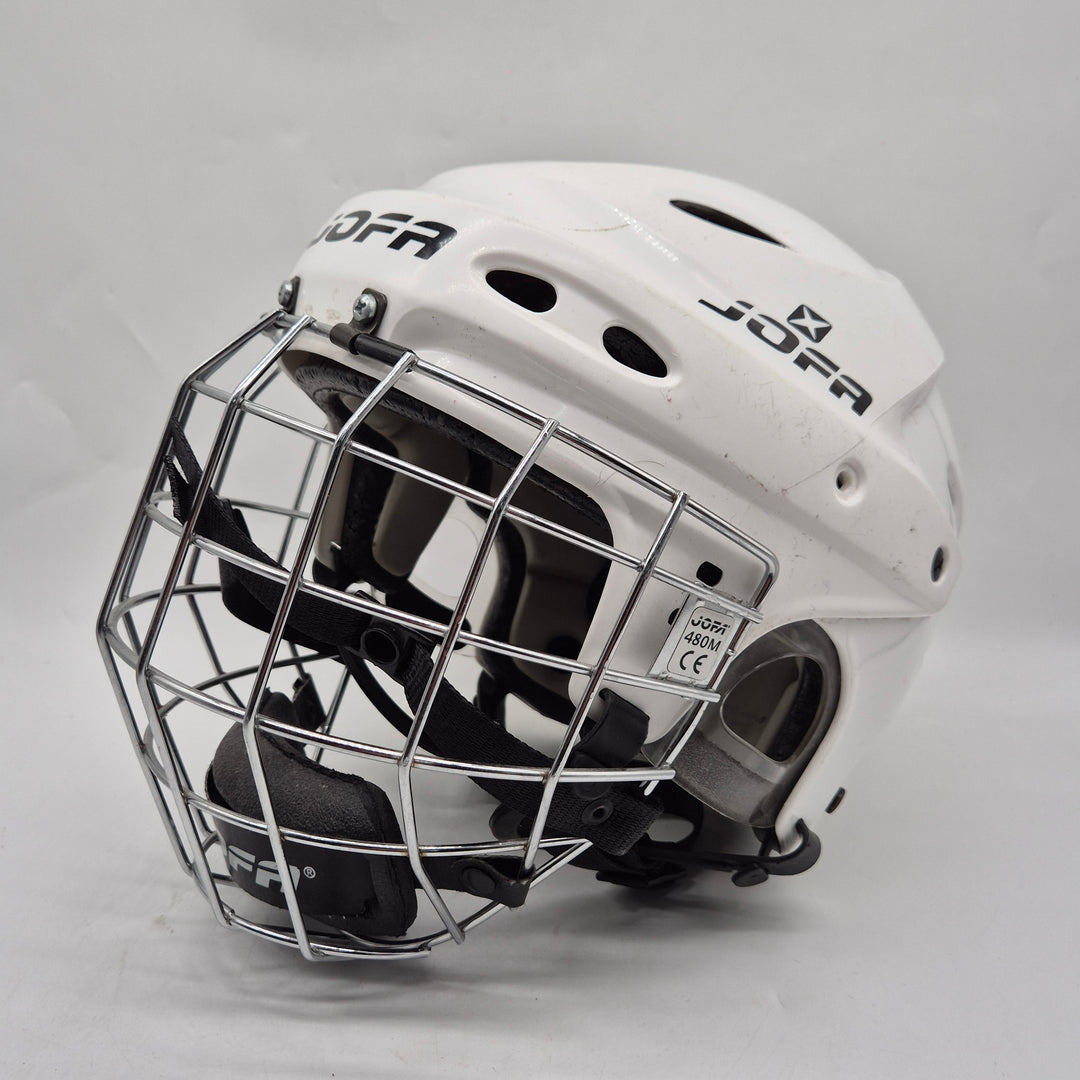 Jofa 690 vit retro ishockeyhjälm med galler