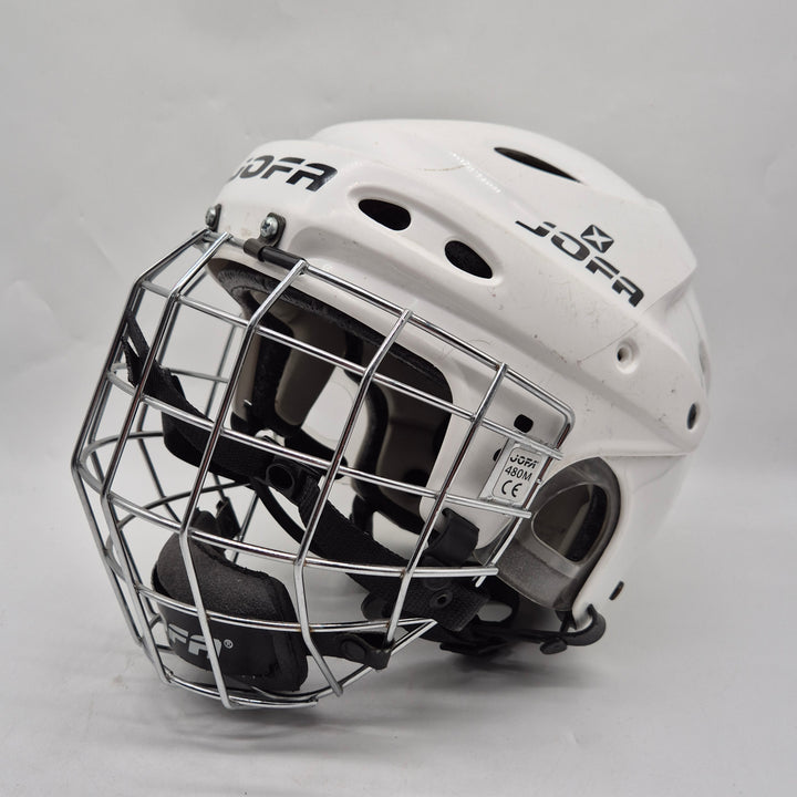 Jofa 690 vit retro ishockeyhjälm med galler
