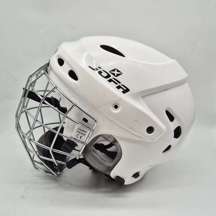 Jofa 690 vit retro ishockeyhjälm med galler