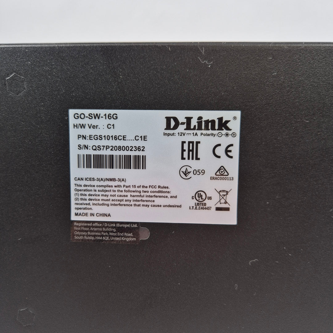 D-Link GO-SW-16G nätverksswitch 16-portars begagnad