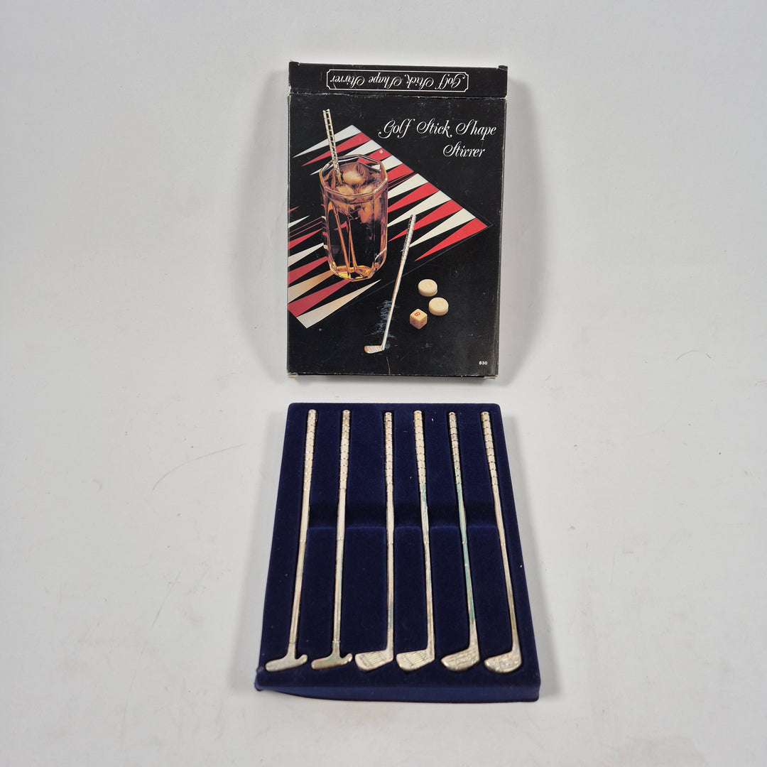 Retro drinkpinnar golfklubbor i metall set