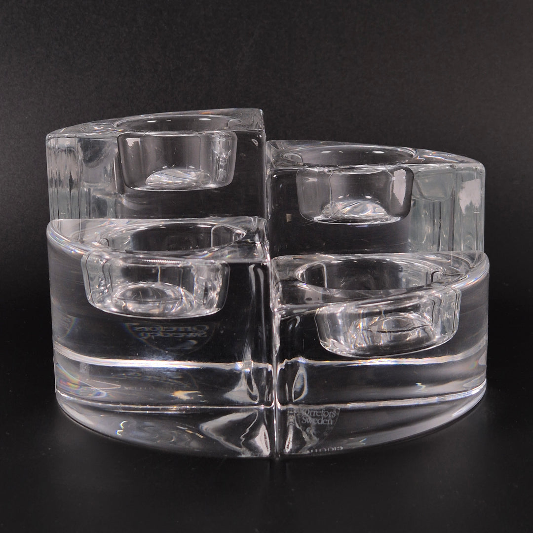 Orrefors ljusstake i klart glas retro