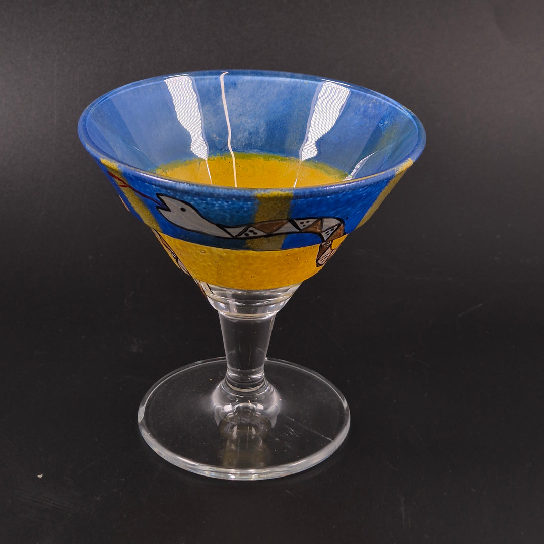 Handmålat retro cocktailglas med ormmotiv