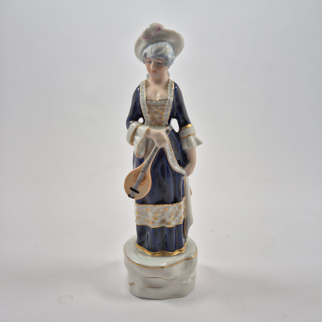 Retro DUX porslinsfigur dam med mandolin