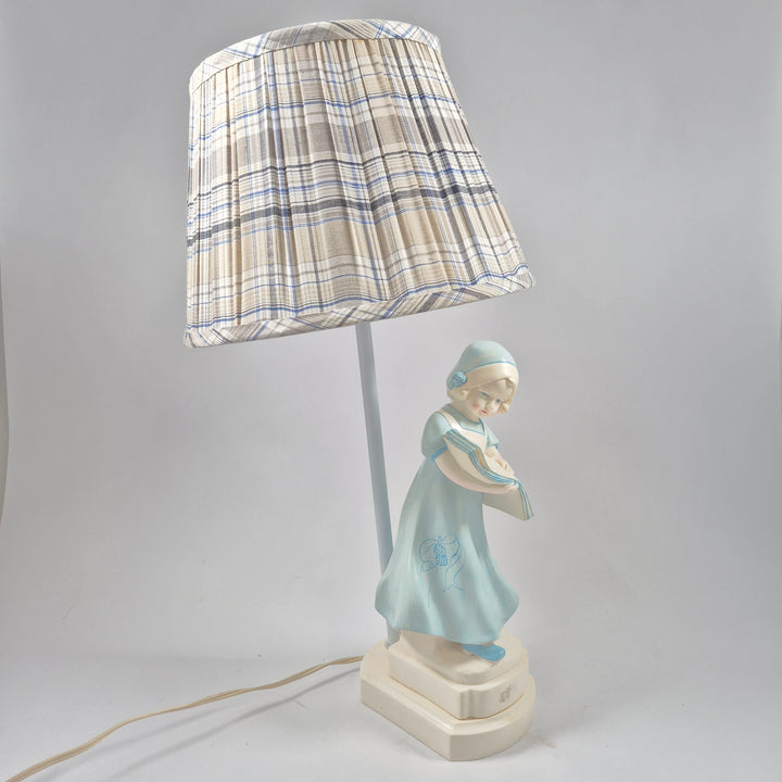 Retro bordslampa Stonelite flicka blå beige