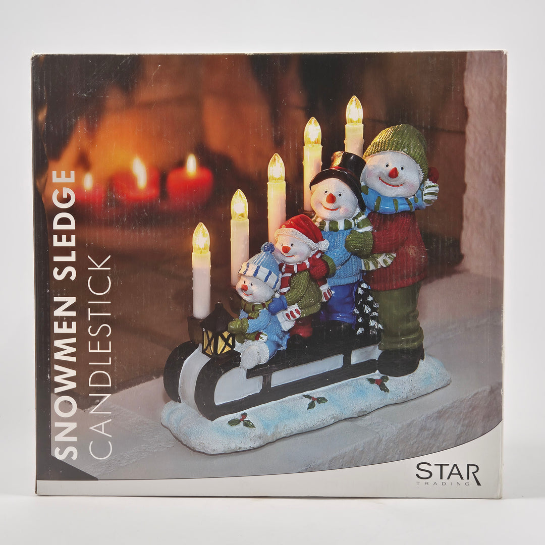 Elektrisk julstake snögubbar kälke Star Trading