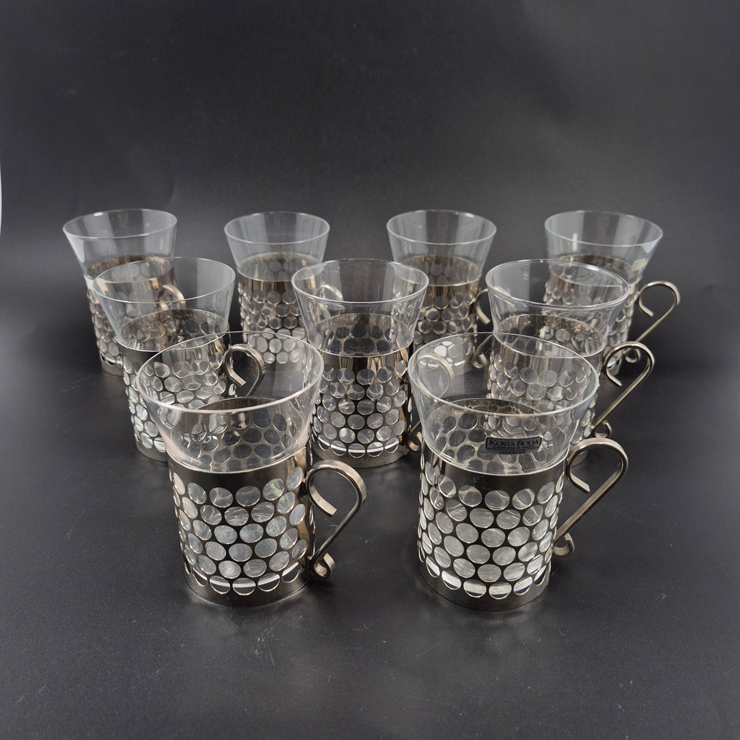 Kosta Boda retro glaskoppar med metallhållare