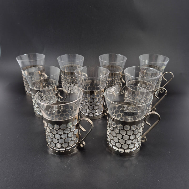 Kosta Boda retro glaskoppar med metallhållare