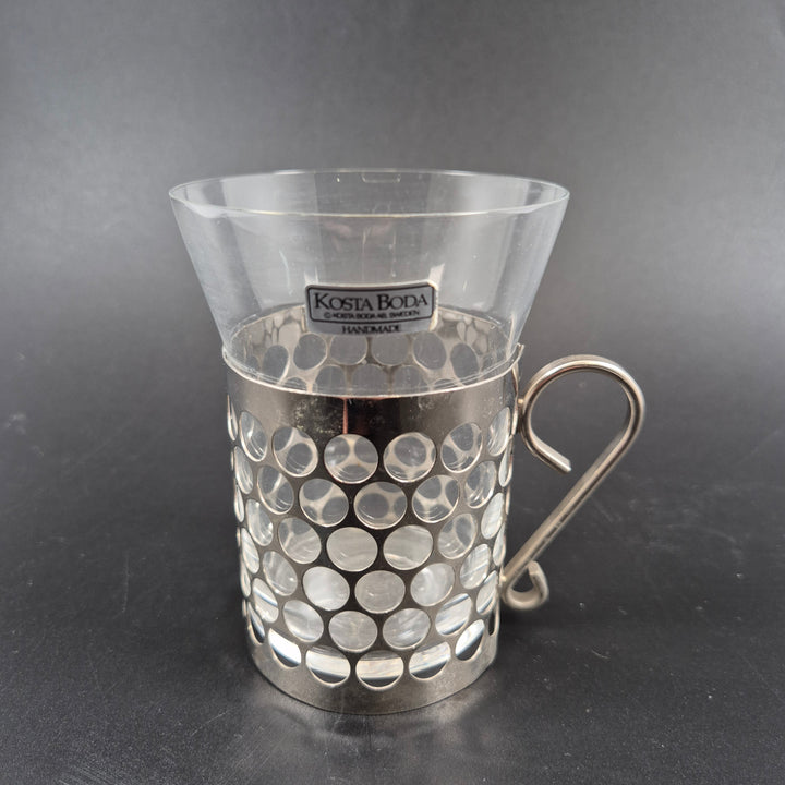 Kosta Boda retro glaskoppar med metallhållare
