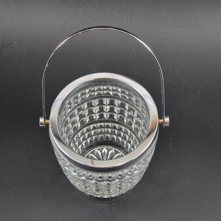 Retro ishink i pressat glas med metallhandtag