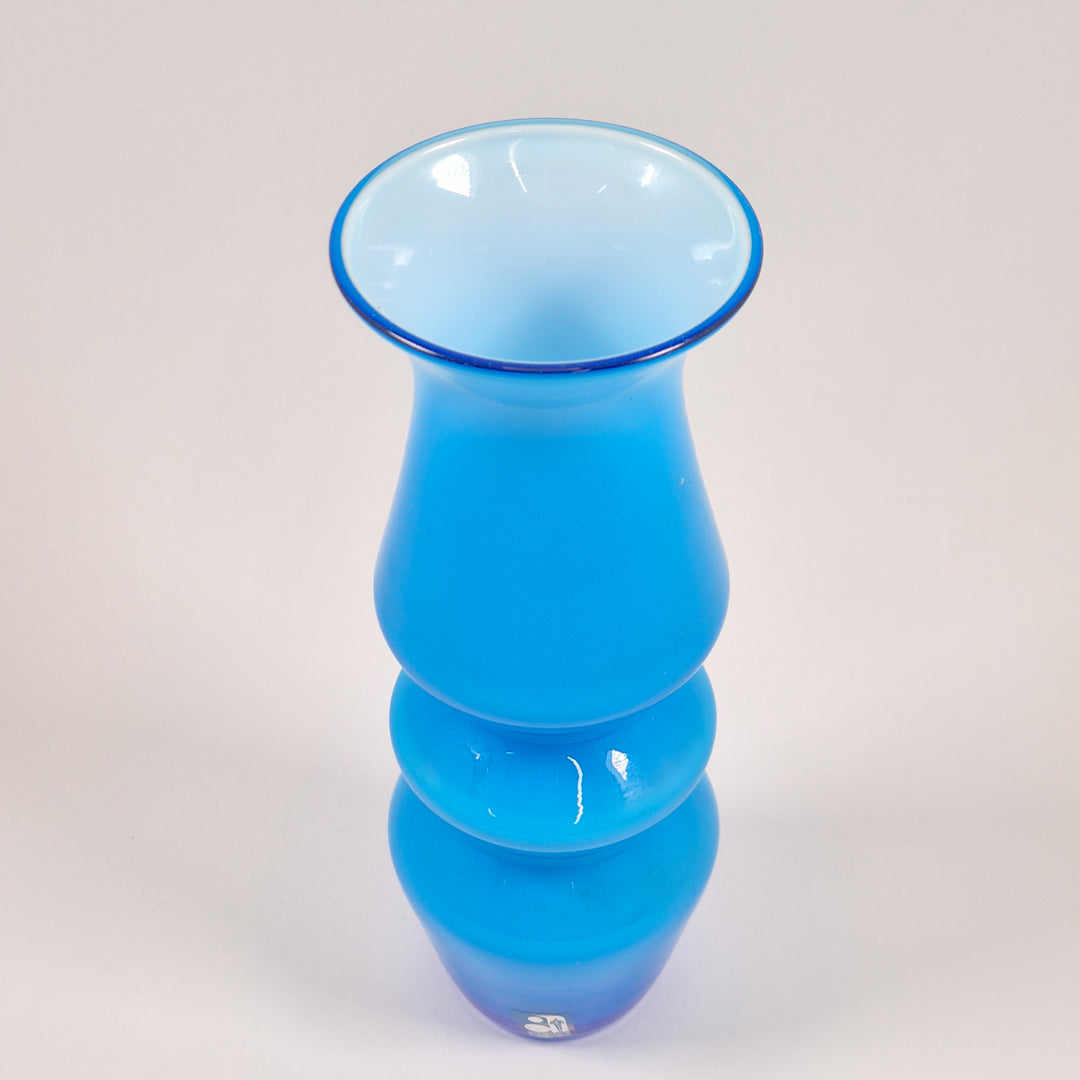 Blå retro glasvas Alsterfors Sweden