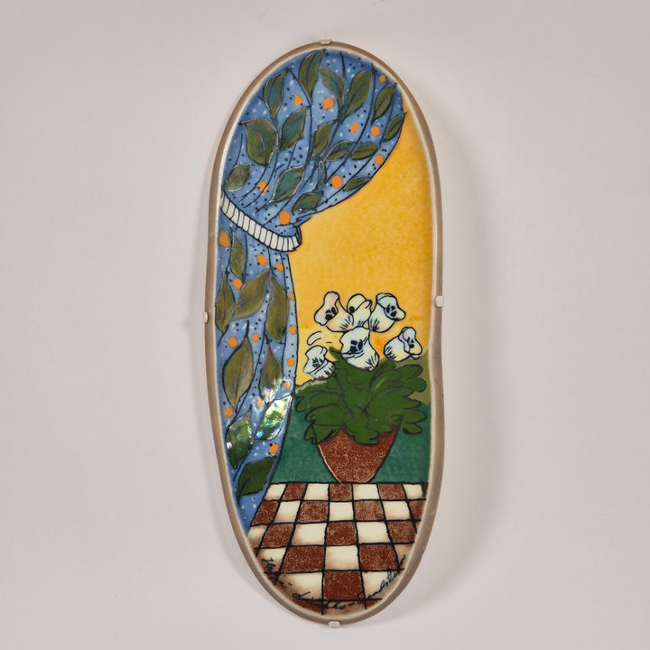 Arabia Finland retro keramiskt väggfat blommotiv