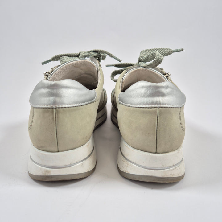 Ljusgröna Rieker sneakers snörning dragkedja 38