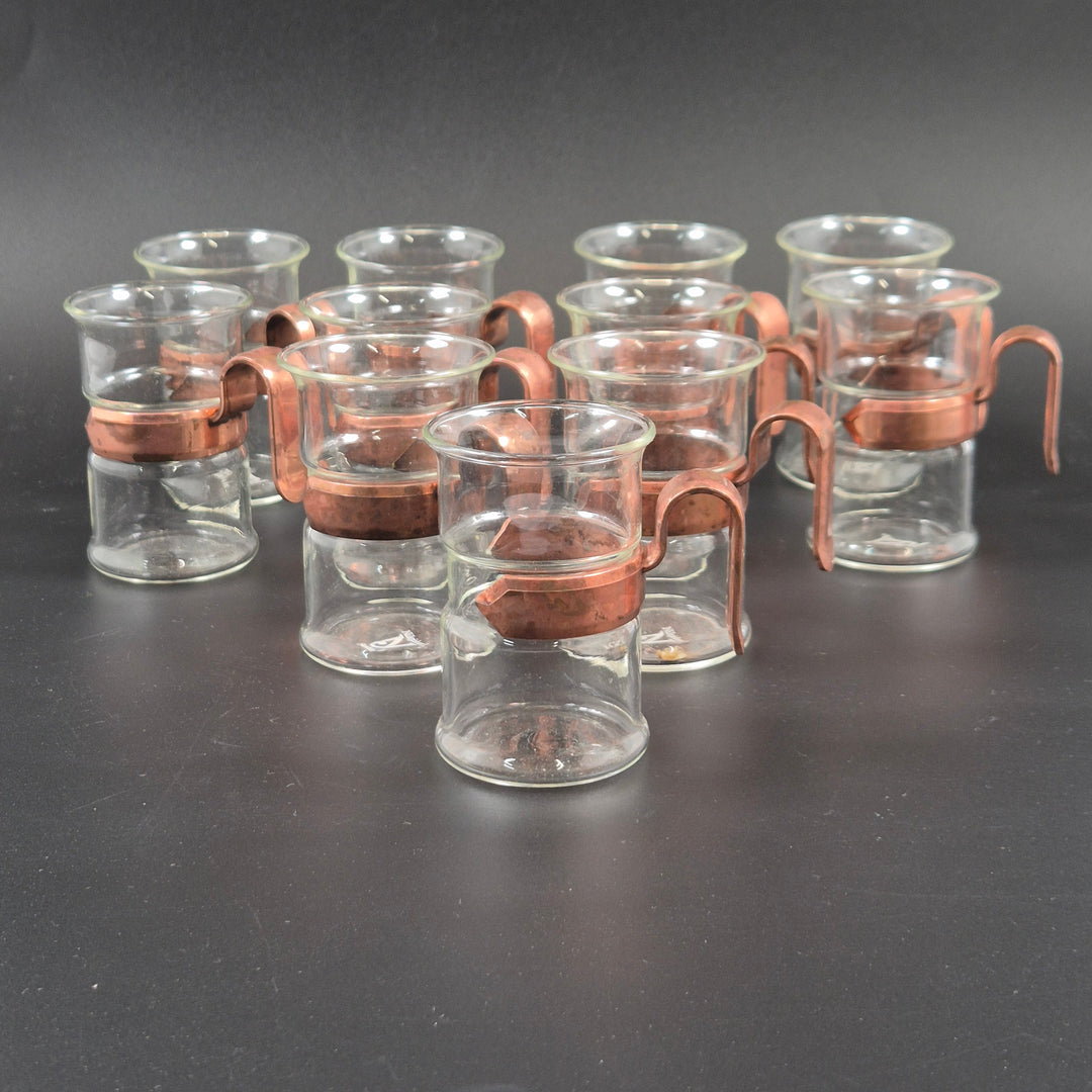 Retro serveringsskål i glas med värmeställ