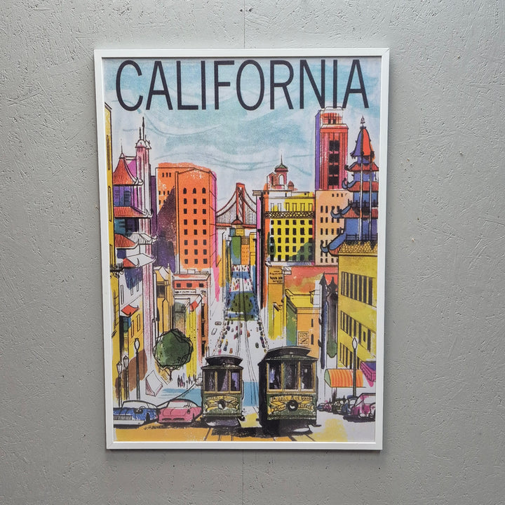 Retroinspirerad California poster med stadsmotiv