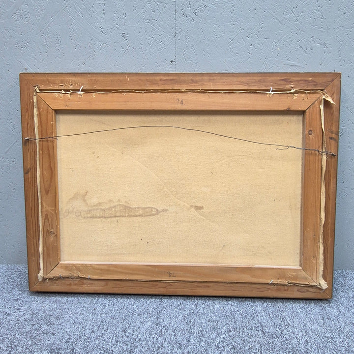 Retro marin oljemålning segelbåt i stormigt hav