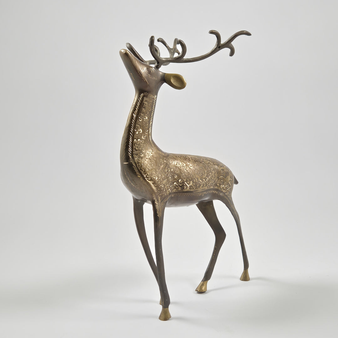 Elegant retro hjortskulptur i mässingmetal