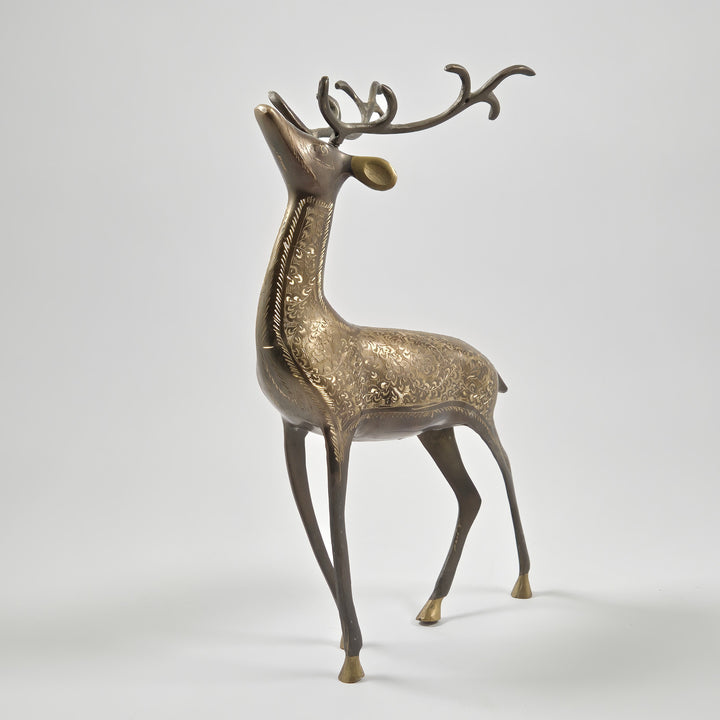 Elegant retro hjortskulptur i mässingmetal
