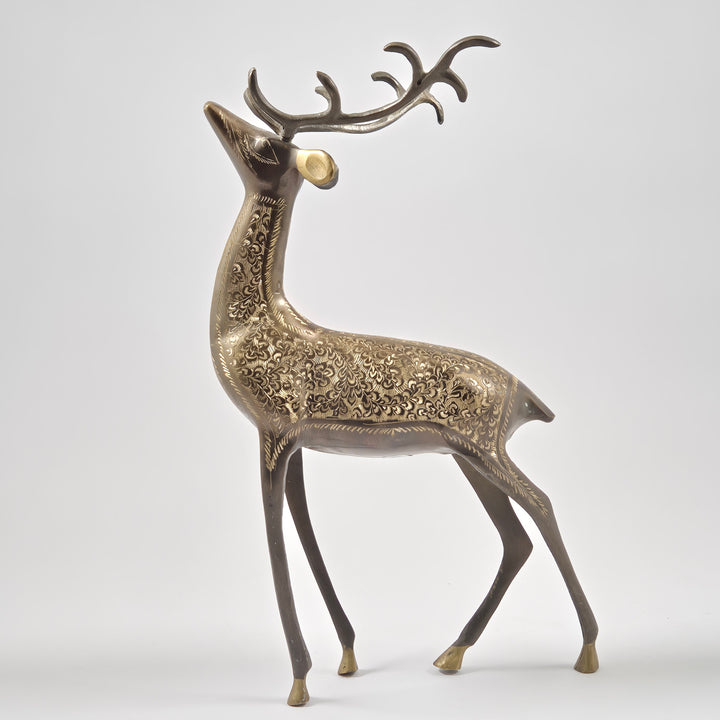 Elegant retro hjortskulptur i mässingmetal