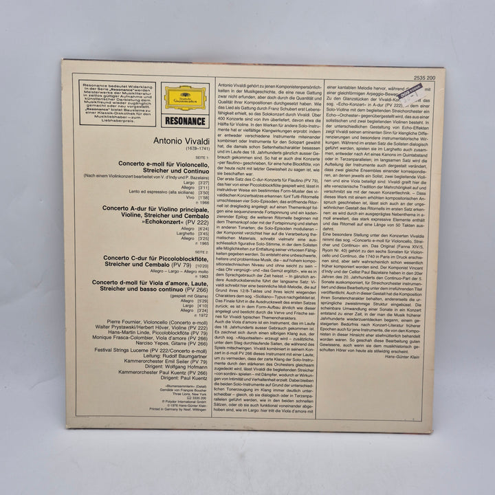 Vivaldi klassisk LP vinyl Deutsche Grammophon retro