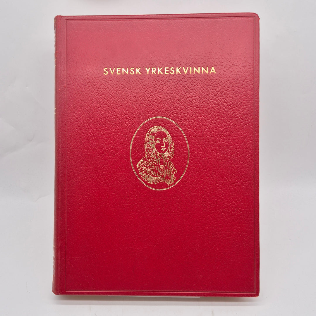 Svensk yrkeskvinna bok retro rött konstläder