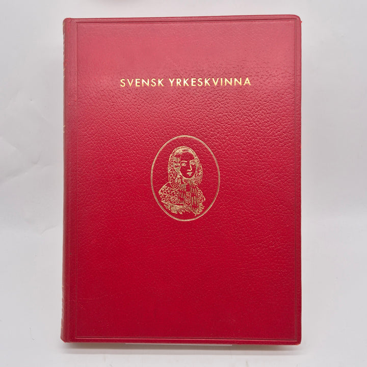 Svensk yrkeskvinna bok retro rött konstläder