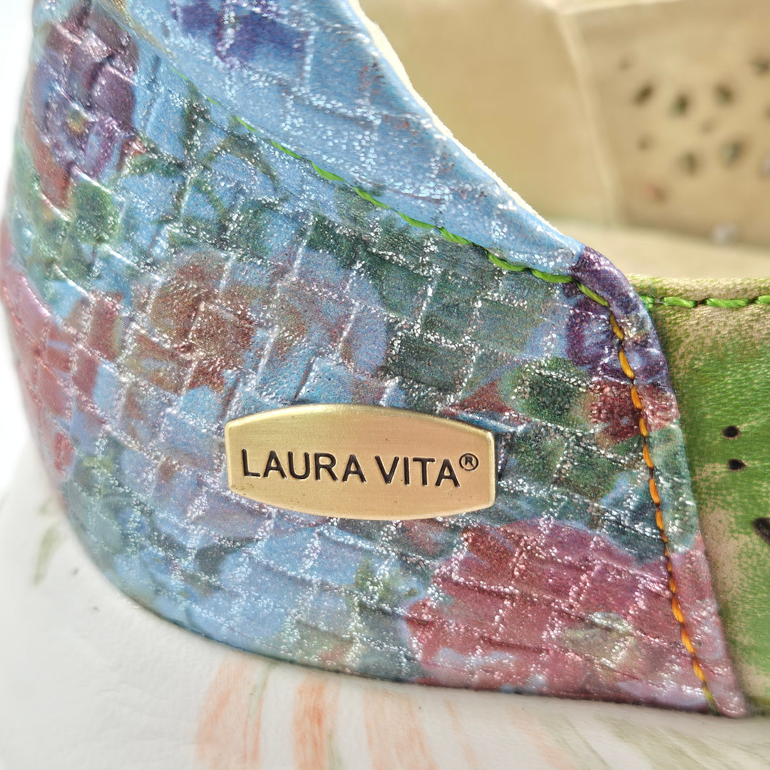Laura Vita färgstarka lädersneakers grön mönstrad 39